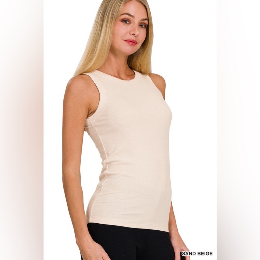 426. Ribbed Tank Top in Sand Beige